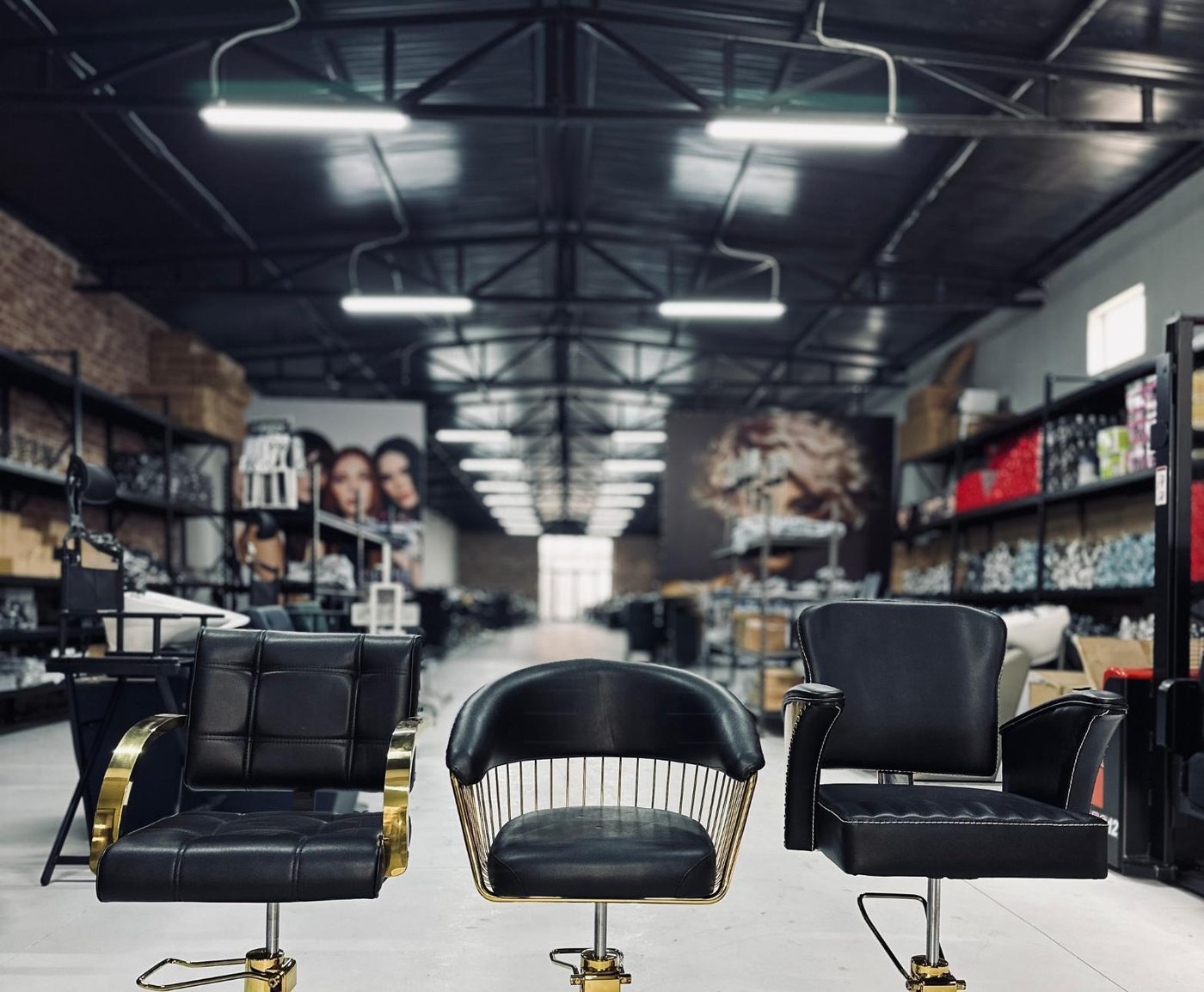 Rera Hair Fashion Group wholesale showroom in Vizbegovo, stocked with salon chairs and equipment